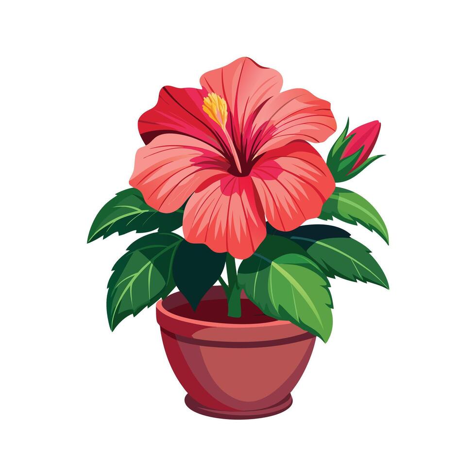 Beautiful Flowerpot Houseplant Illustration vector