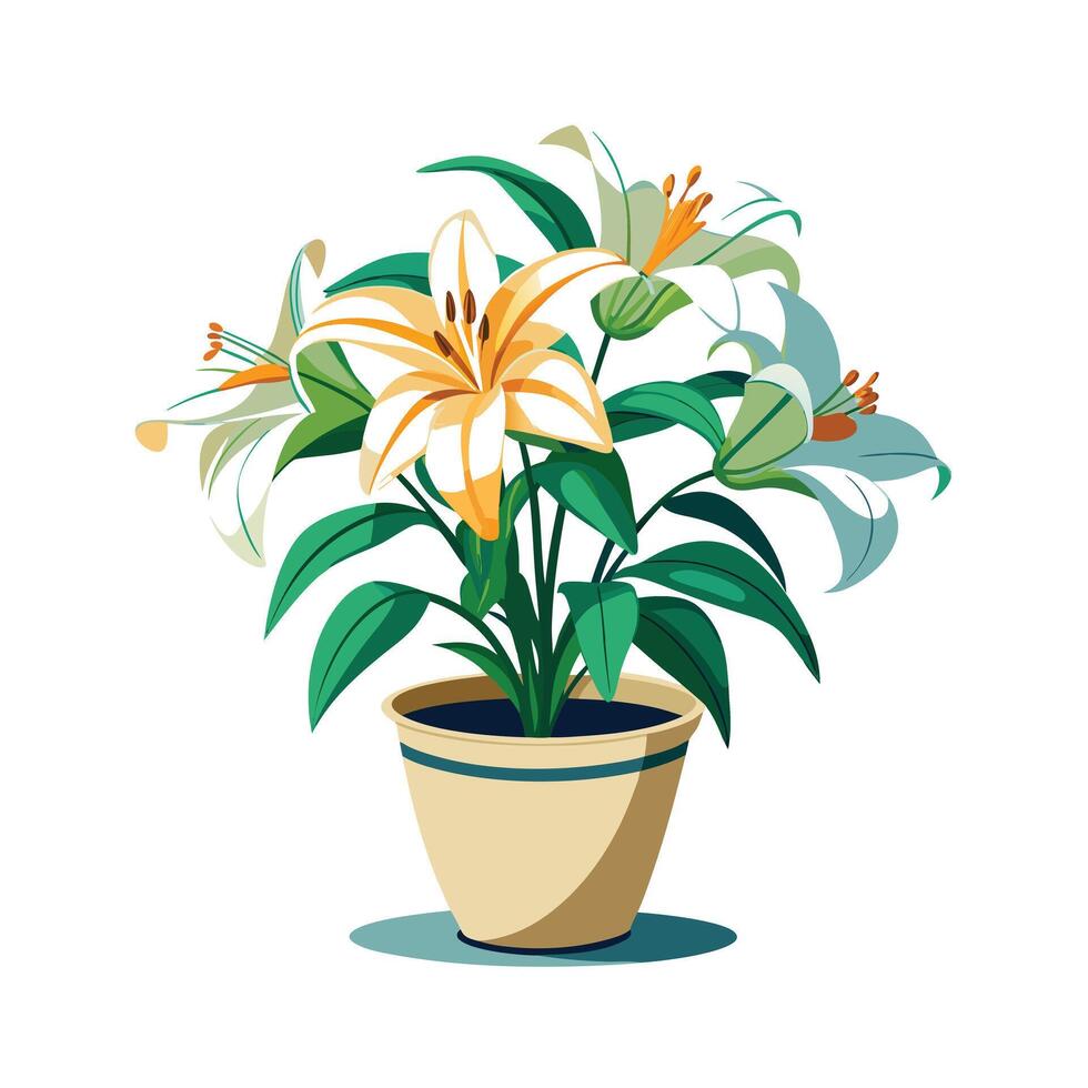 Beautiful Flowerpot Houseplant Illustration vector