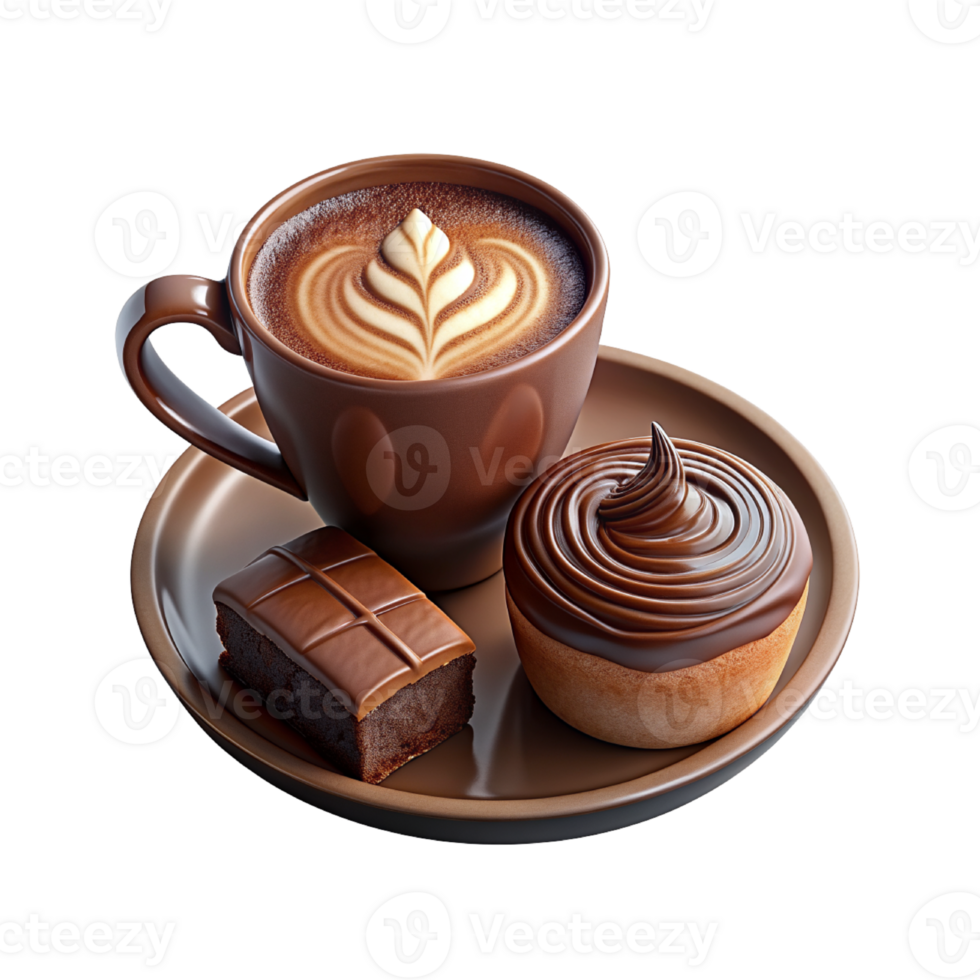 coffee and pastry on a plate with a cup of coffee png