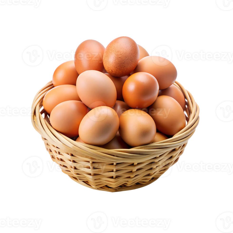 a basket of eggs that has a brown color. png