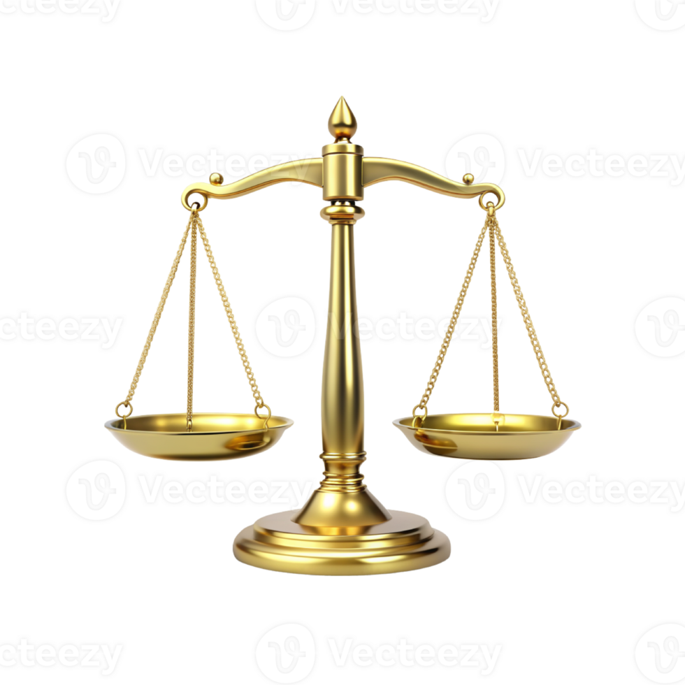golden scales of justice on a transparent background png