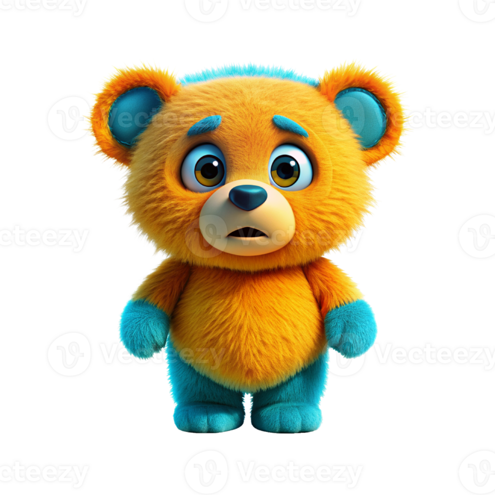 a cartoon bear with blue eyes and orange fur png