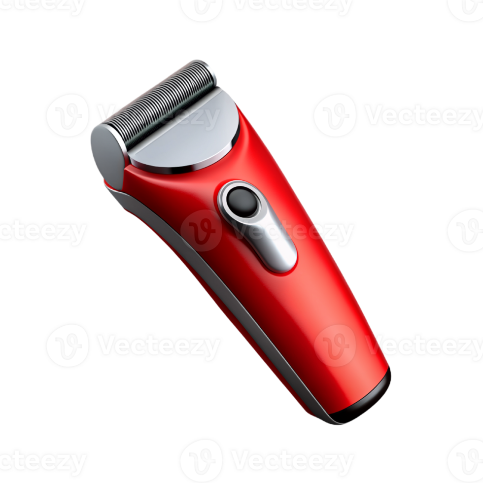 red electric hair clipper on transparent background png