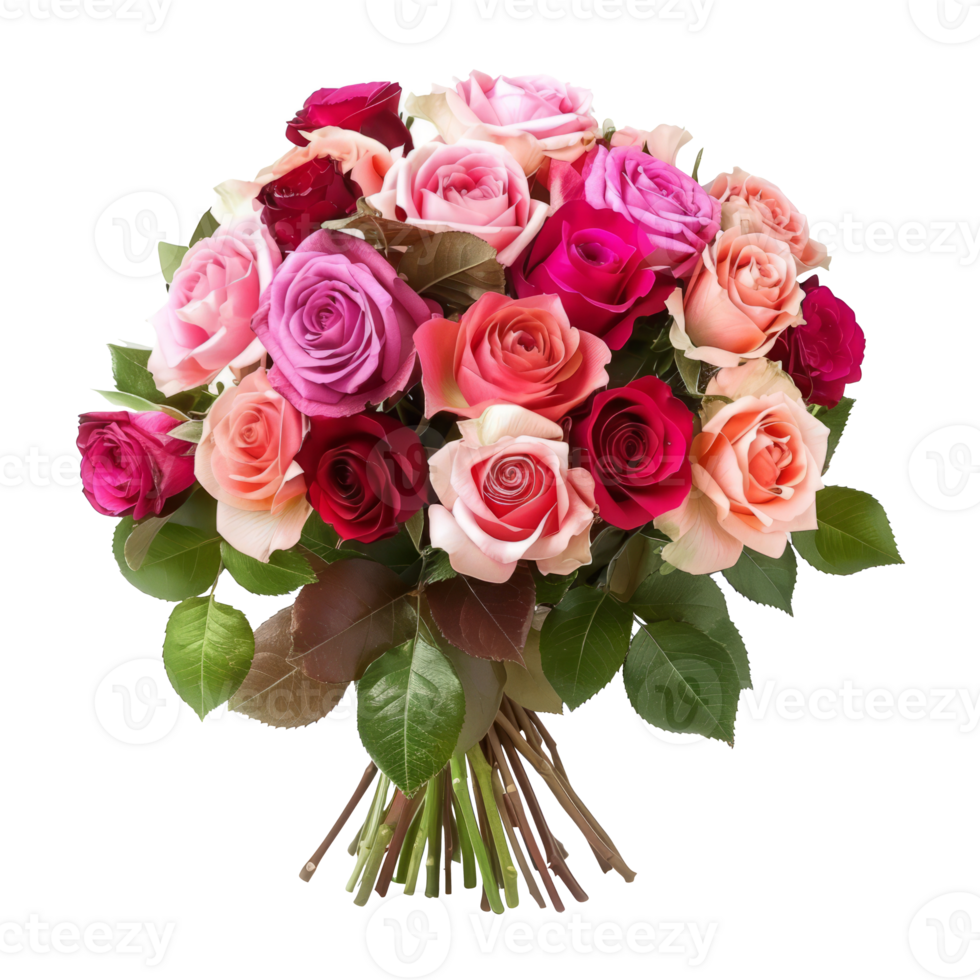 Vibrant Bouquet of Colorful Roses png