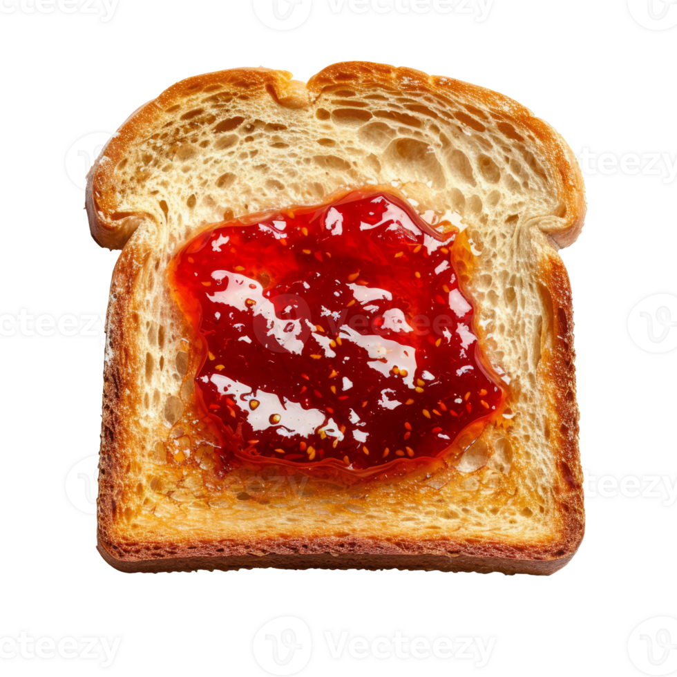 Whole Grain Toast with Strawberry Jam. Classic Breakfast png