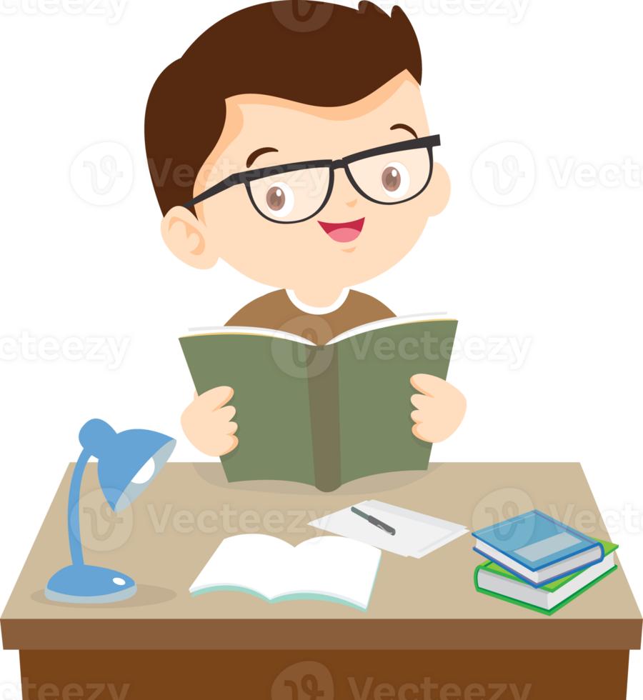 kid learning doing homework read and writing on desk png