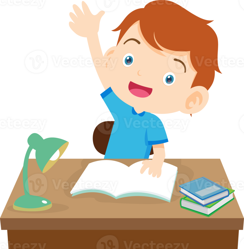 kid learning doing homework read and writing on desk png