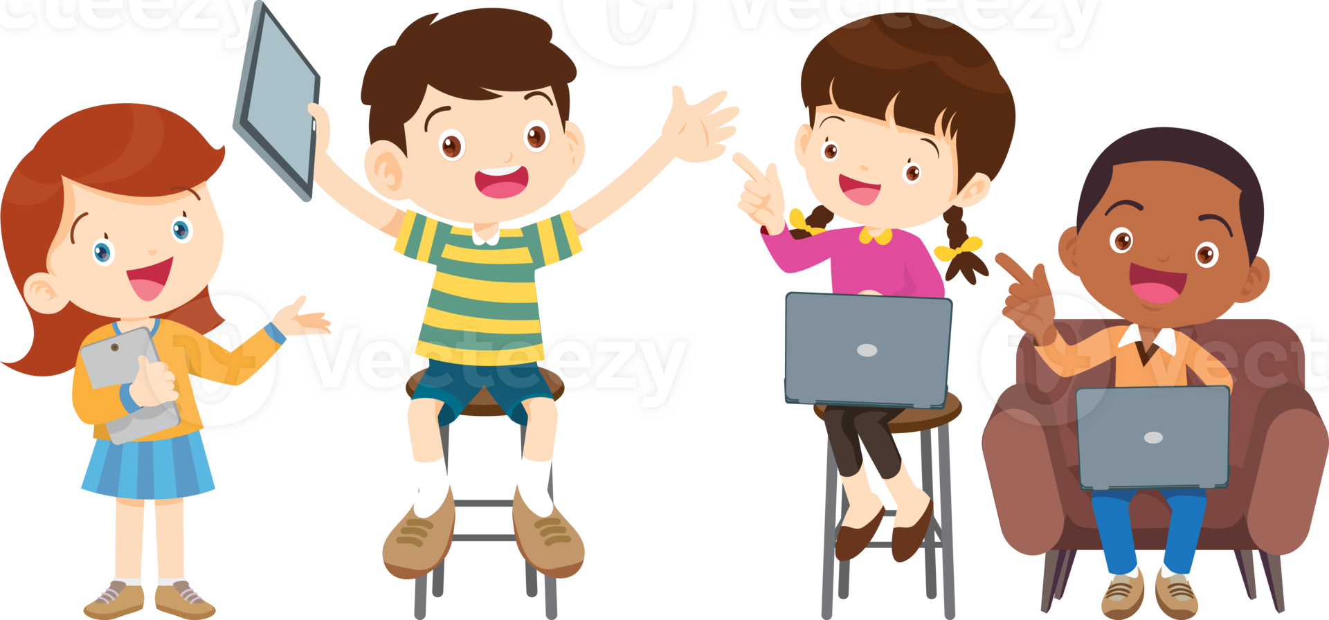 students with computer learning,Online class technology png