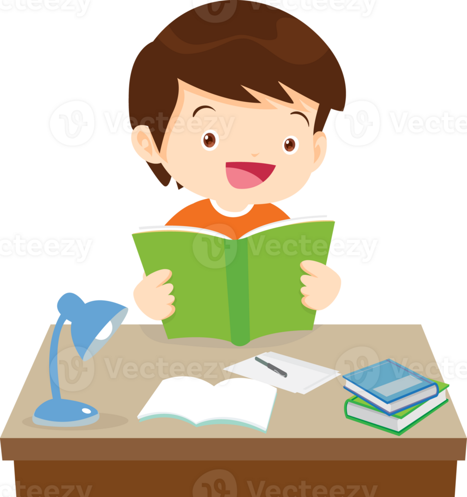 kid learning doing homework read and writing on desk png