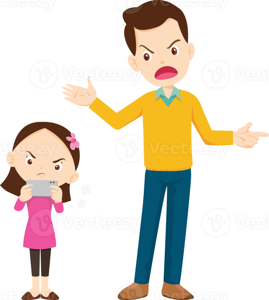 parent angry scold to kid addicted mobile phone png