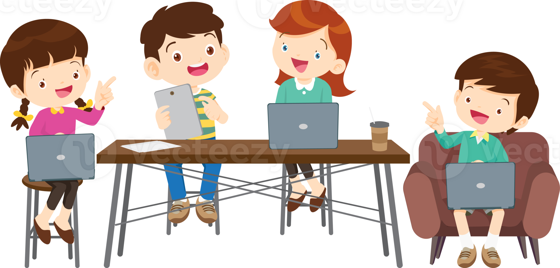 students with computer learning,Online class technology 47650202 PNG