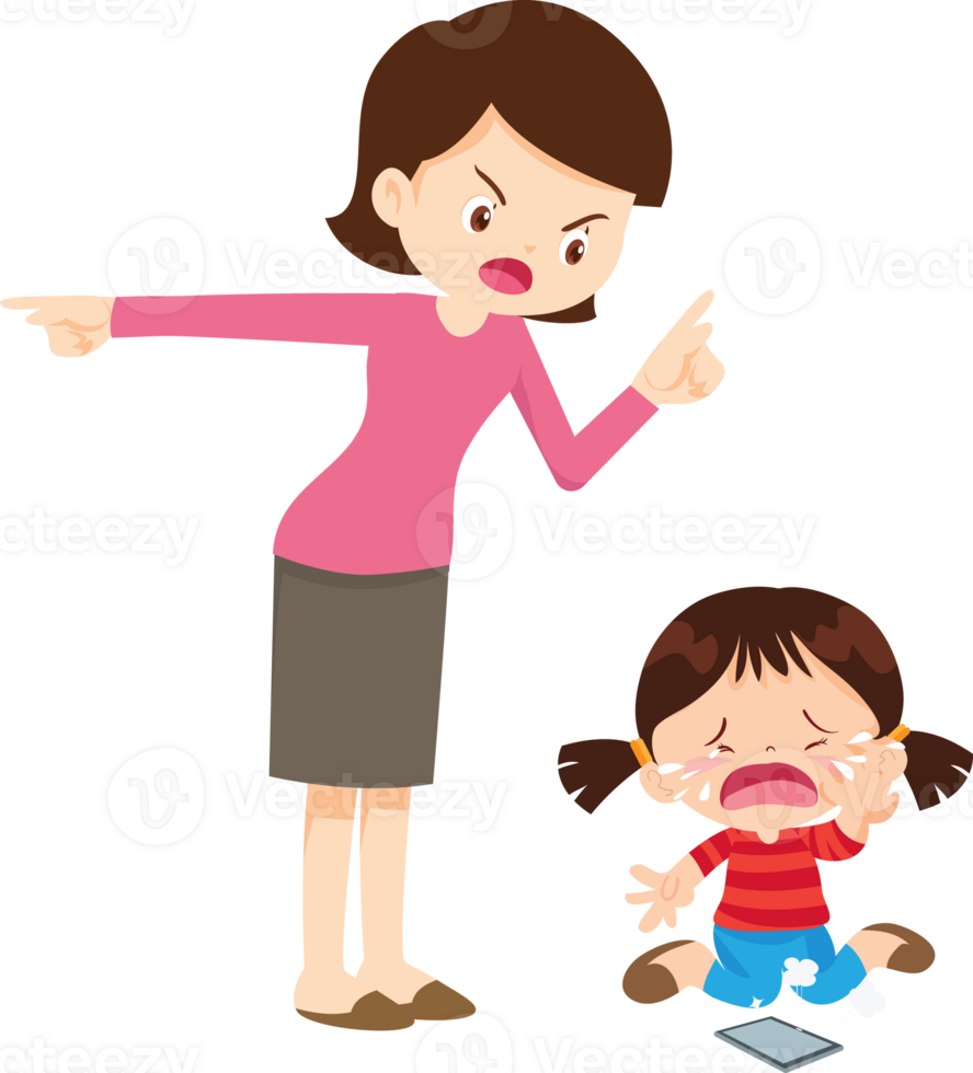 parent angry scold to kid addicted mobile phone png