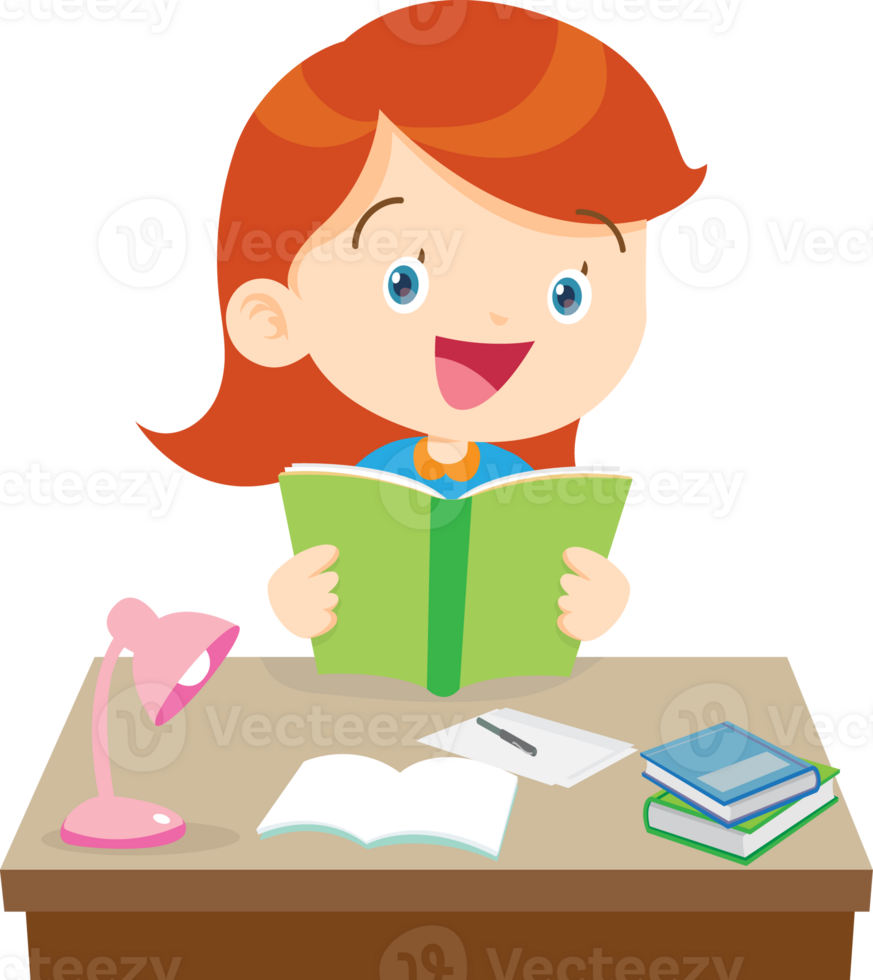 kid learning doing homework read and writing on desk png