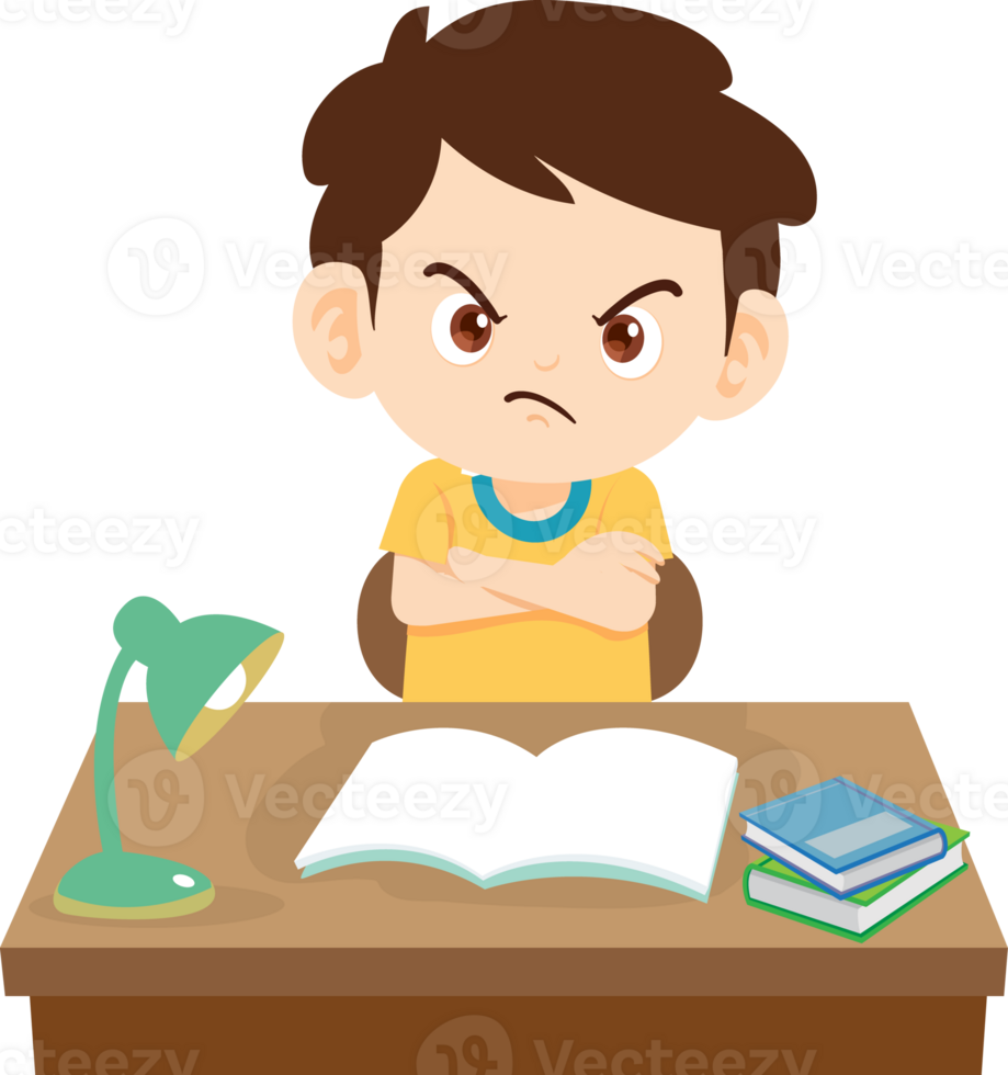kid learning doing homework read and writing on desk png