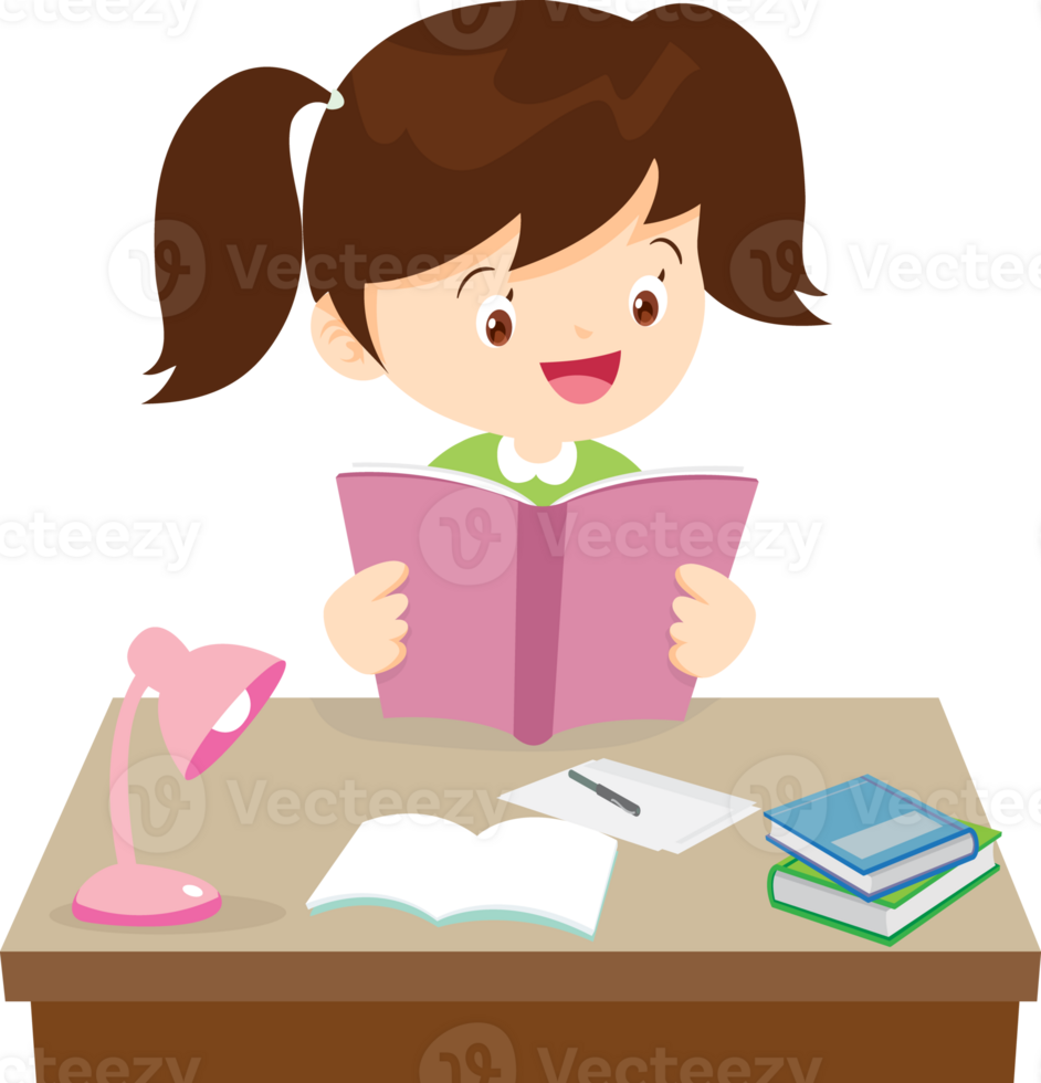 kid learning doing homework read and writing on desk png