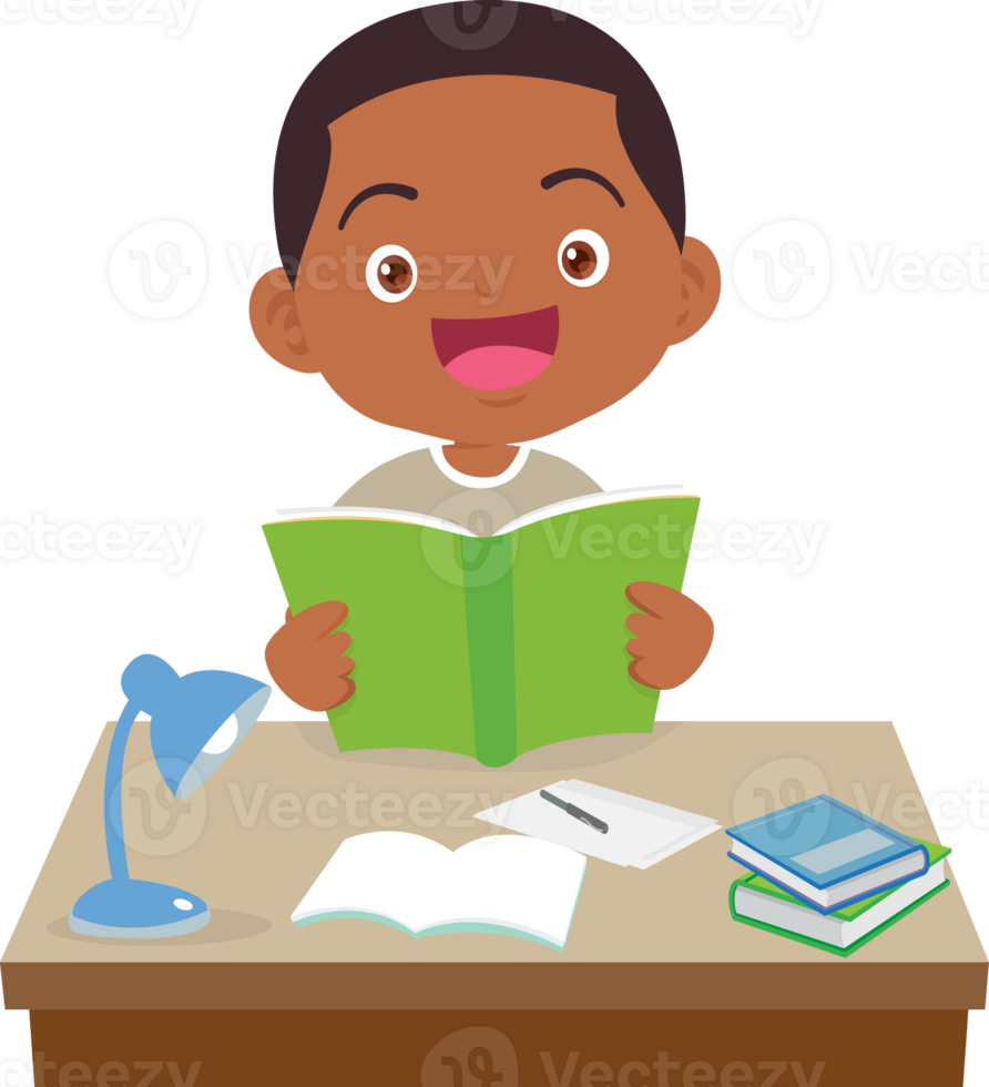 kid learning doing homework read and writing on desk png
