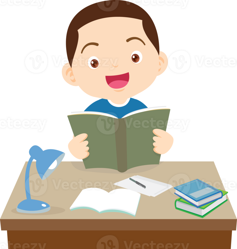 kid learning doing homework read and writing on desk png