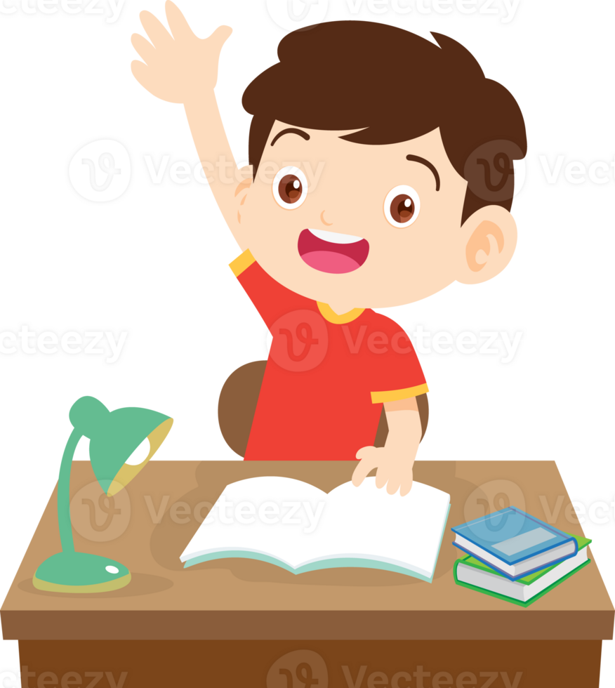 kid learning doing homework read and writing on desk png