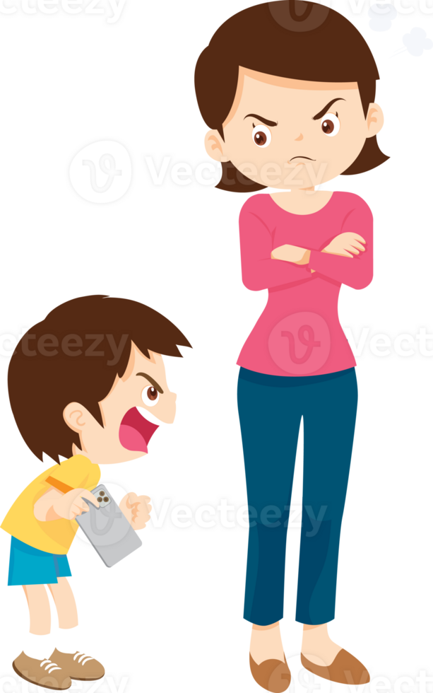parent angry scold kid mobile phone addicted png
