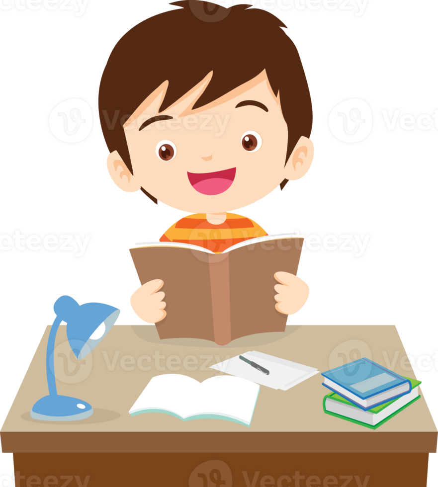 kid learning doing homework read and writing on desk png