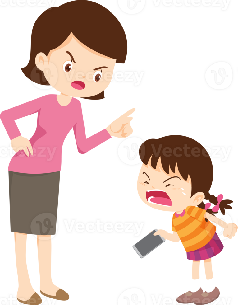 parent angry scold kid mobile phone addicted png