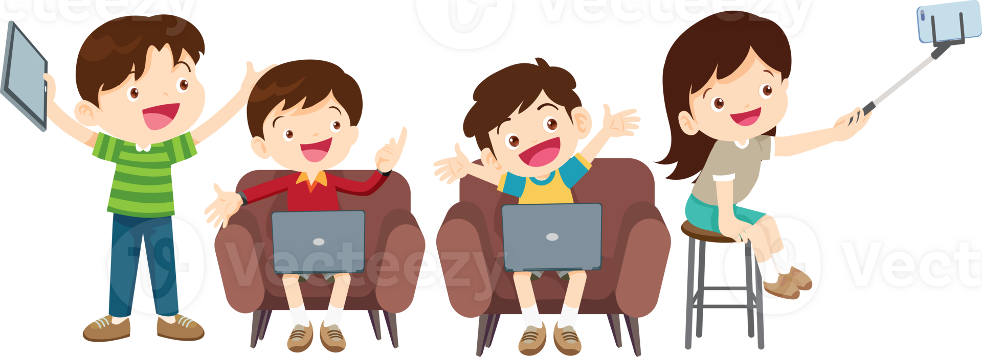 students with computer learning,Online class technology png