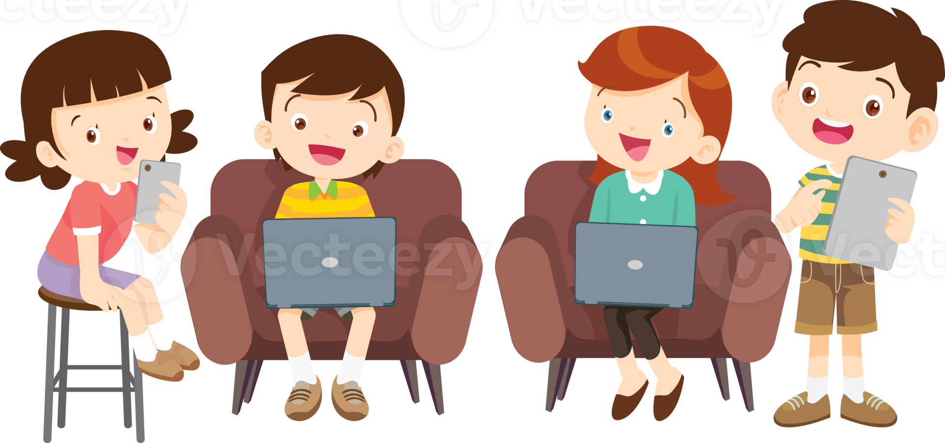 students with computer learning,Online class technology png