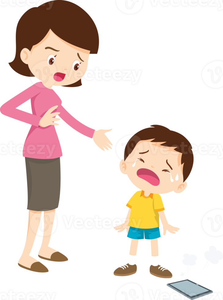 parent angry scold kid mobile phone addicted png