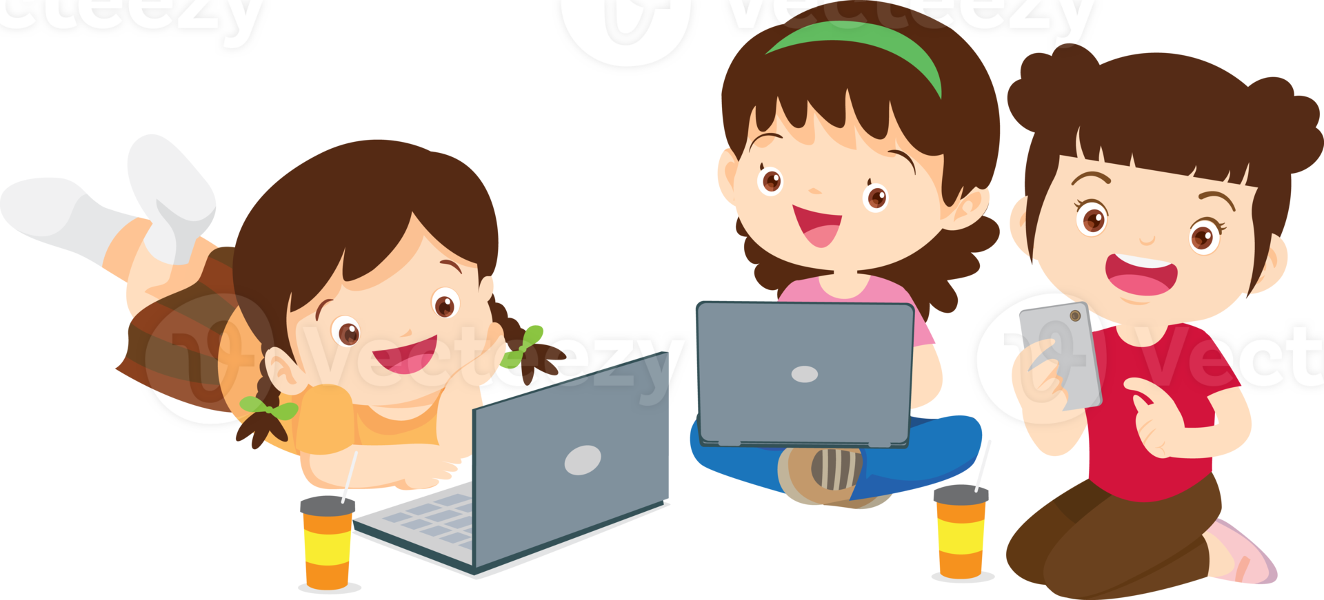 students with computer learning,Online class technology png