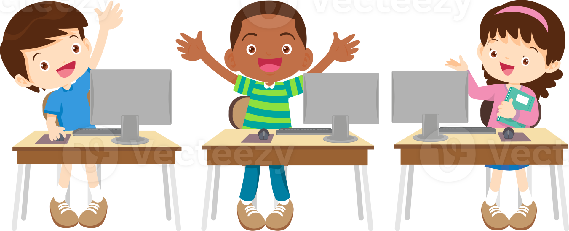 students with computer learning,Online class technology png