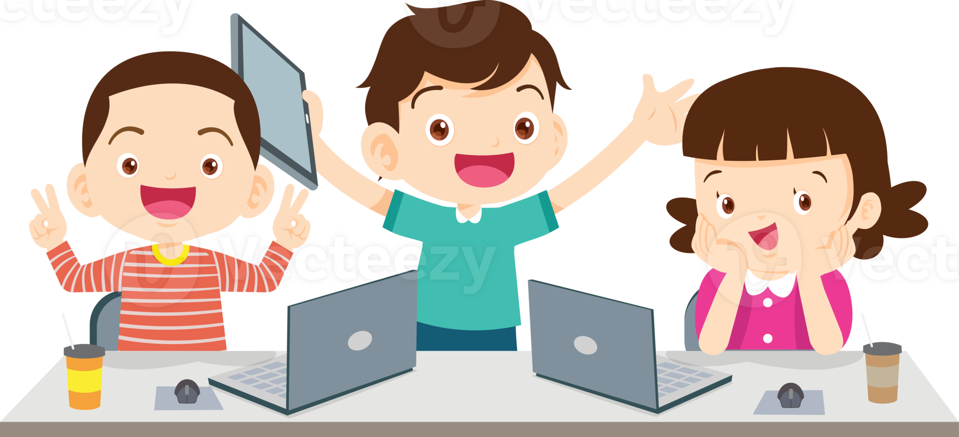 students with computer learning,Online class technology png