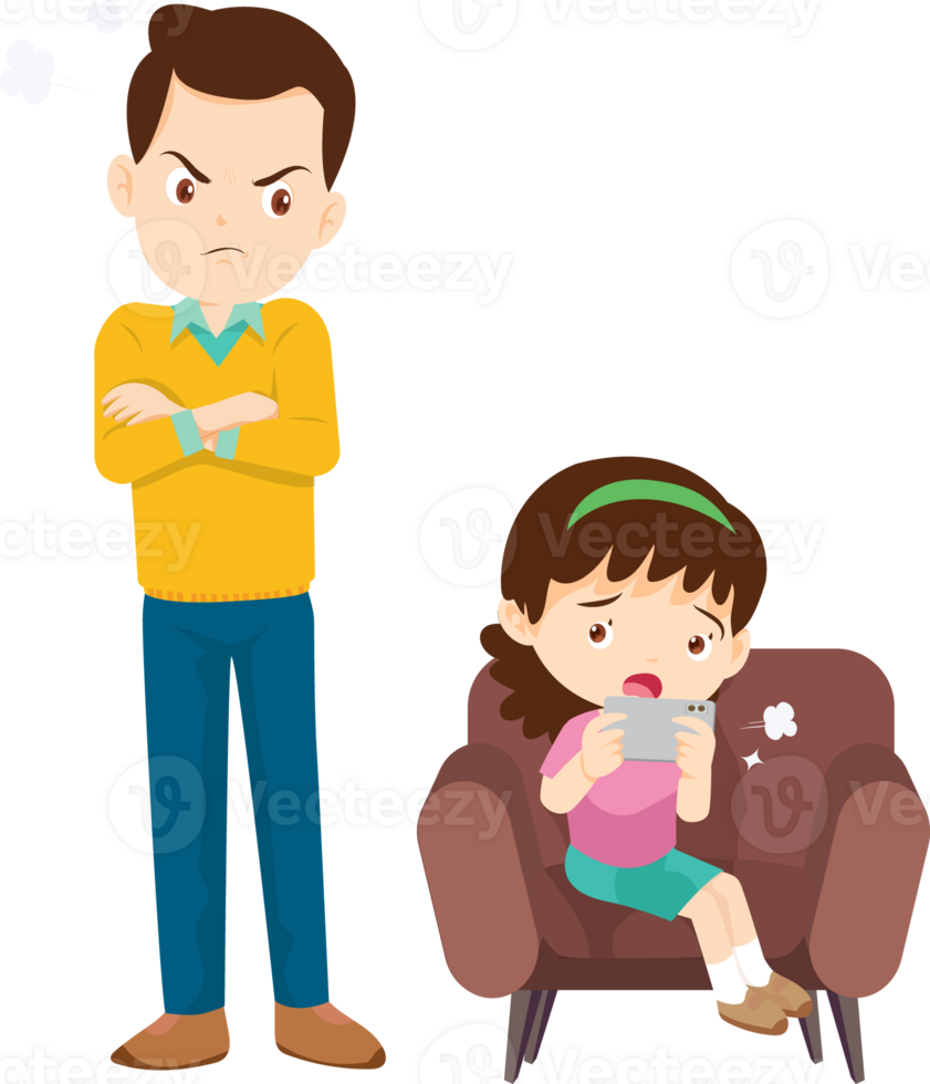 parent angry scold kid mobile phone addicted png
