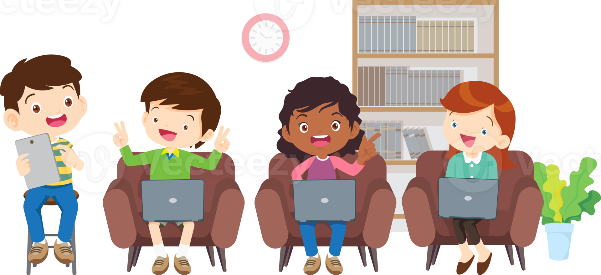 students with computer learning,Online class technology png