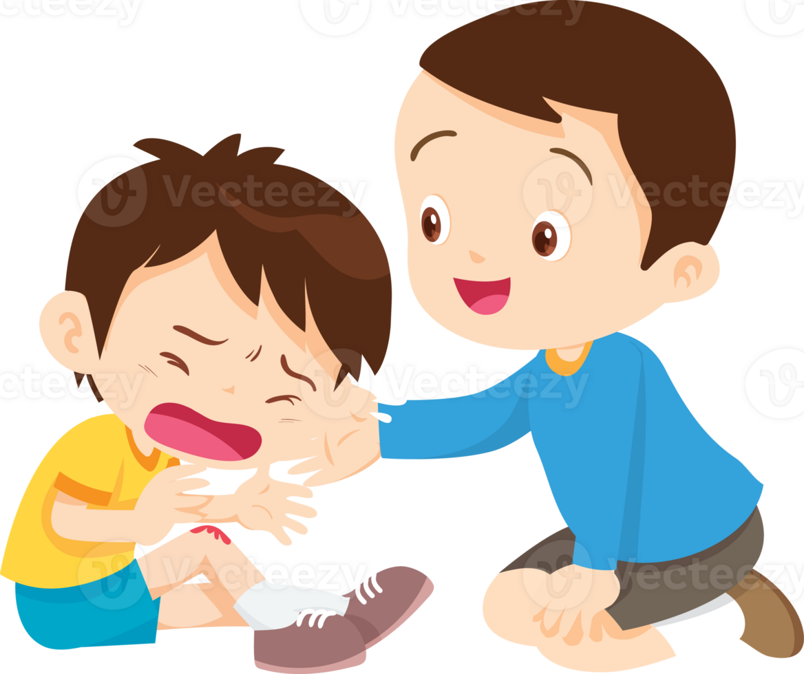 Comforting sad children with friend png