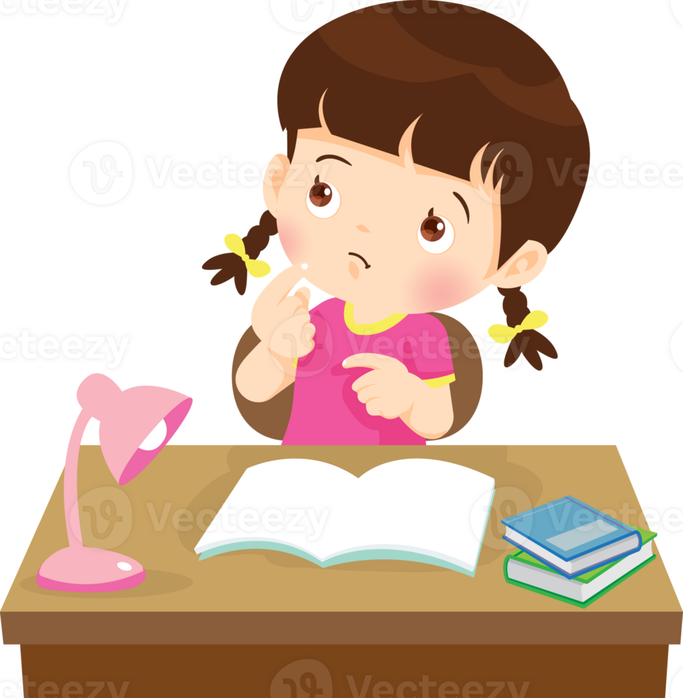 kid learning doing homework read and writing on desk png