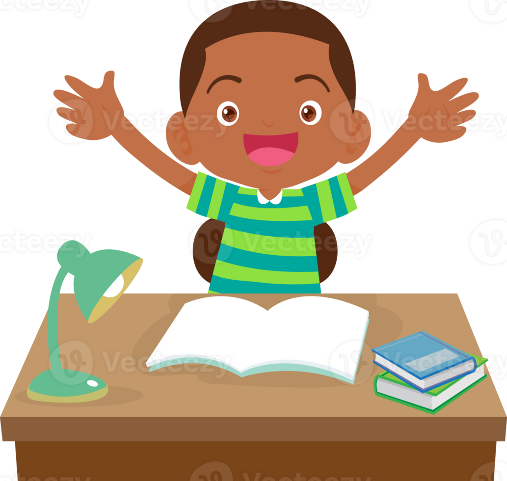 kid learning doing homework read and writing on desk png
