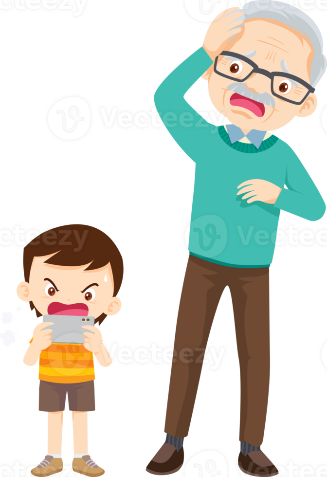 parent angry scold kid mobile phone addicted png