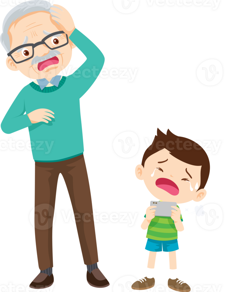 parent angry scold kid mobile phone addicted png