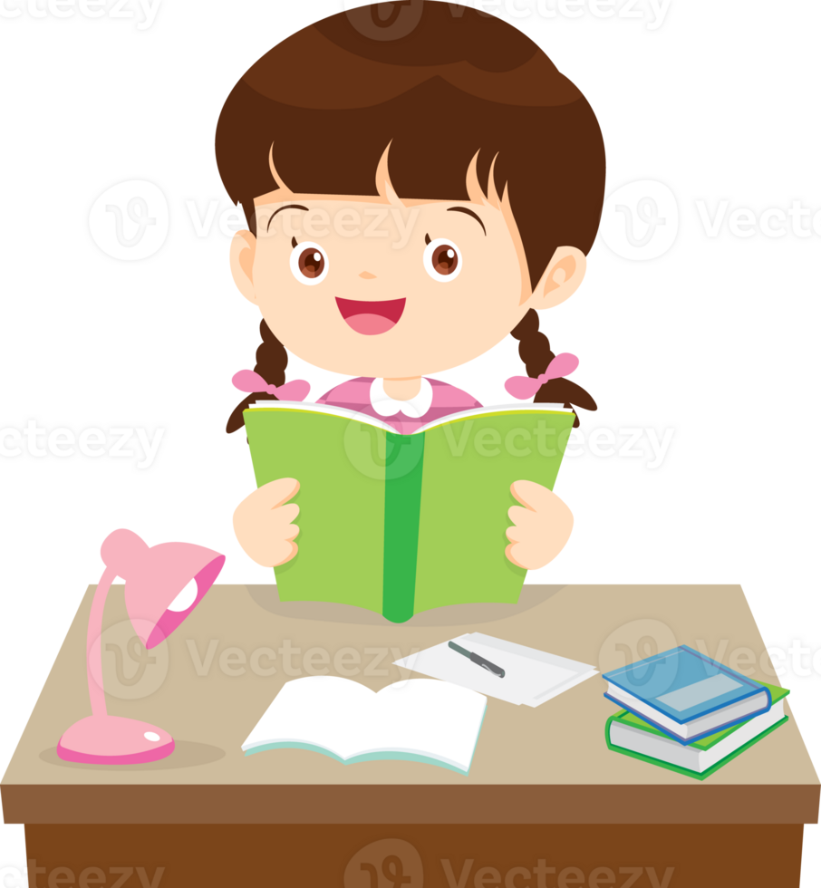 kid learning doing homework read and writing on desk png