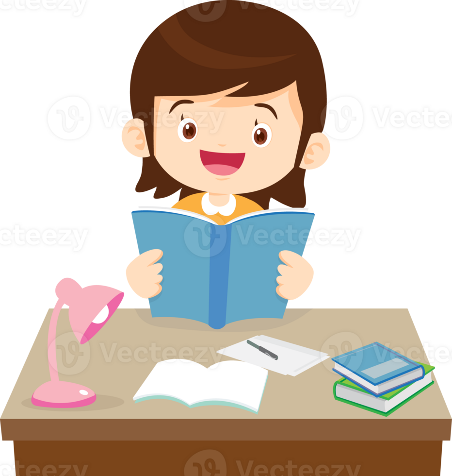 kid learning doing homework read and writing on desk png
