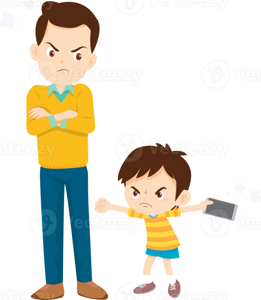parent angry scold kid mobile phone addicted png