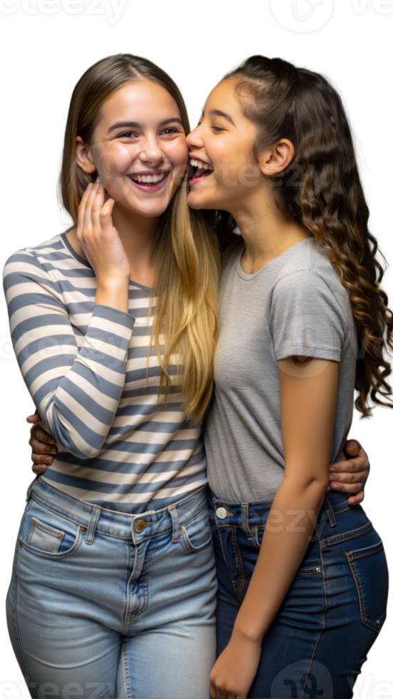 dos contento Adolescente muchachas susurro secreto png