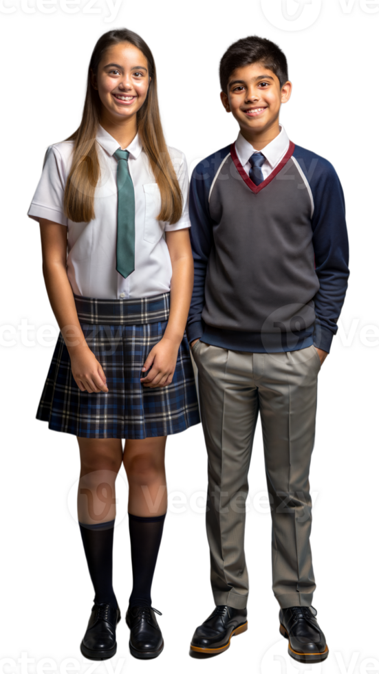 Two Smiling Students Dressed in School Uniforms png
