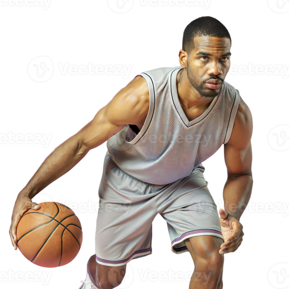 African American Basketball Player Dribbling During Game png