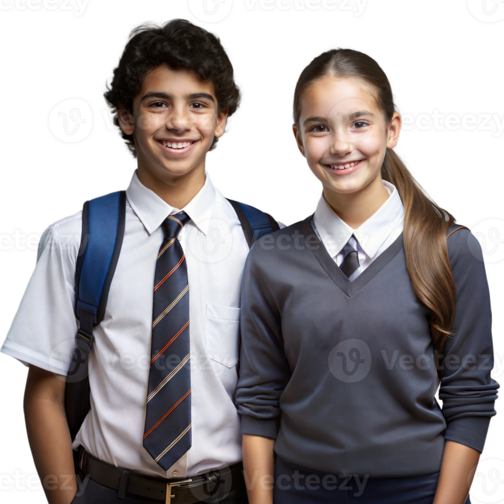 Smiling Teenagers in School Uniforms Standing Together png