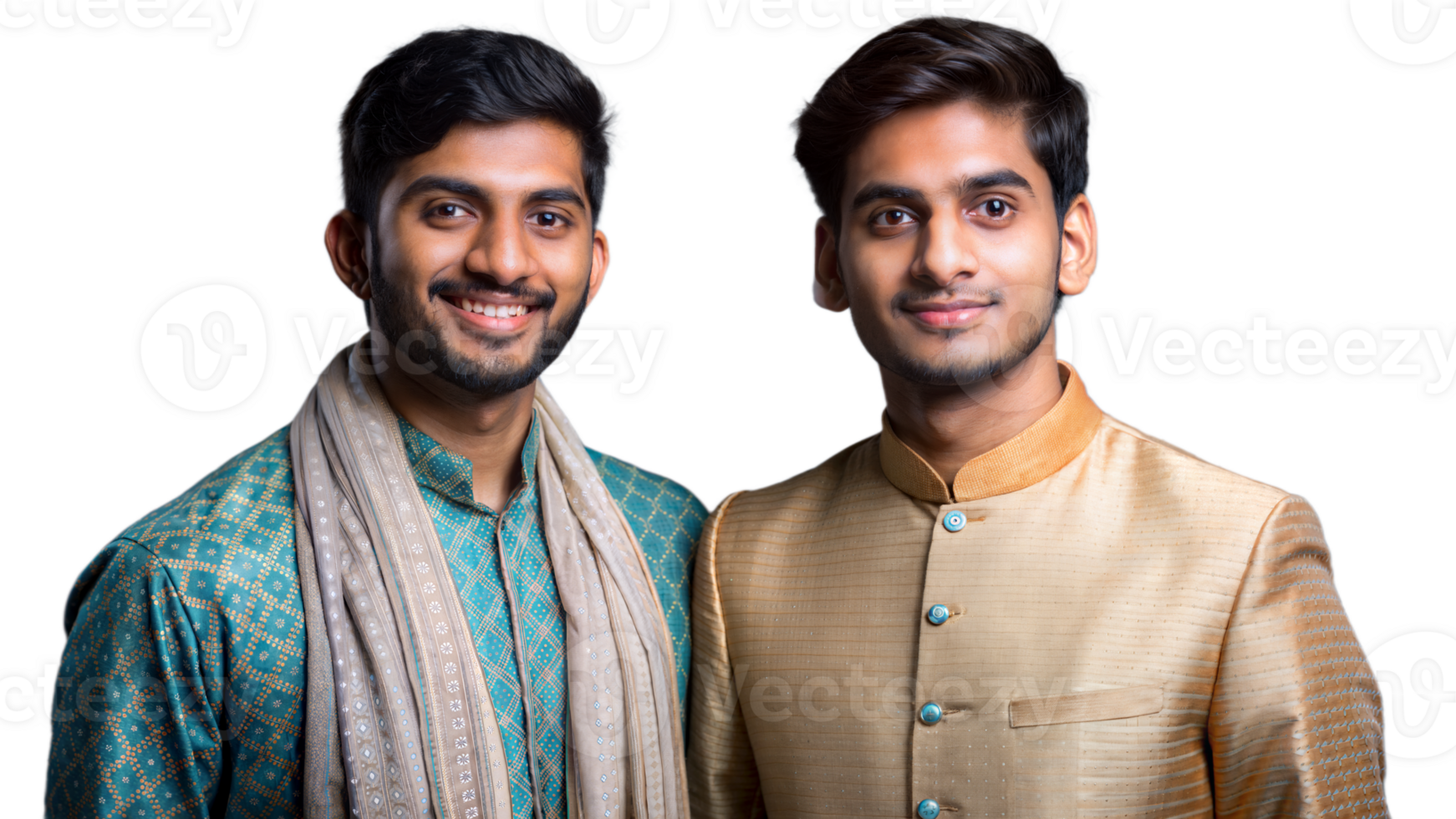 Two Indian Men Dressed in Traditional Attire Smiling png