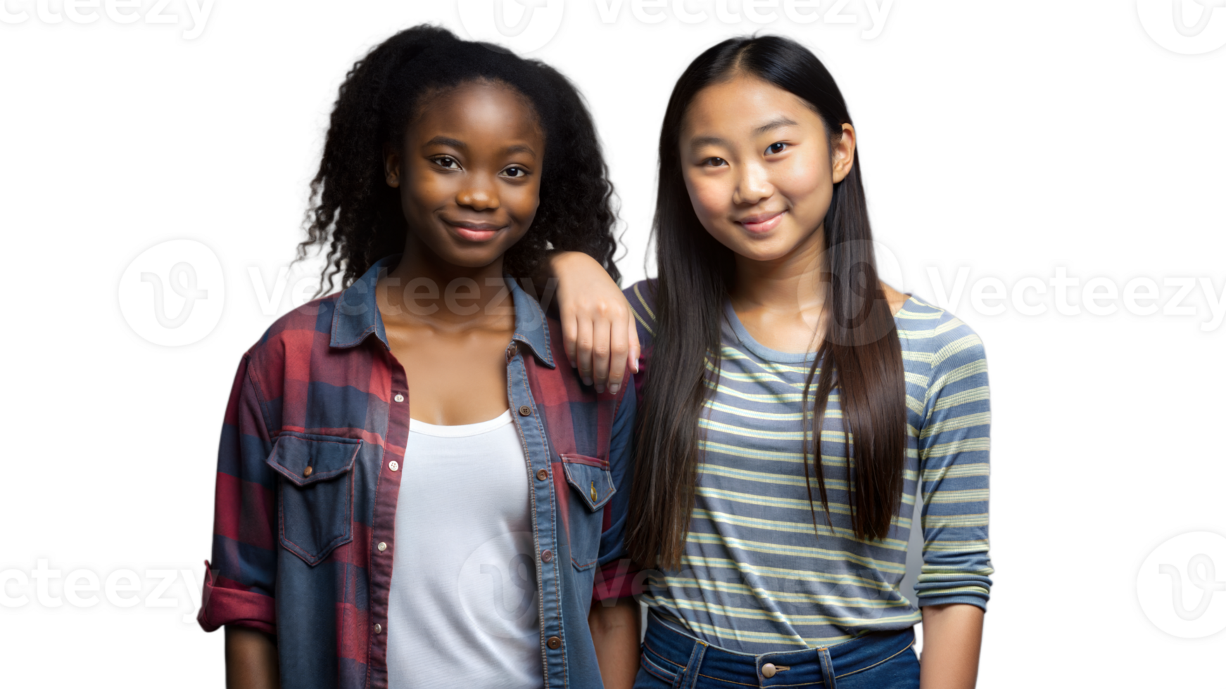 Two Smiling Young Women Standing Together png