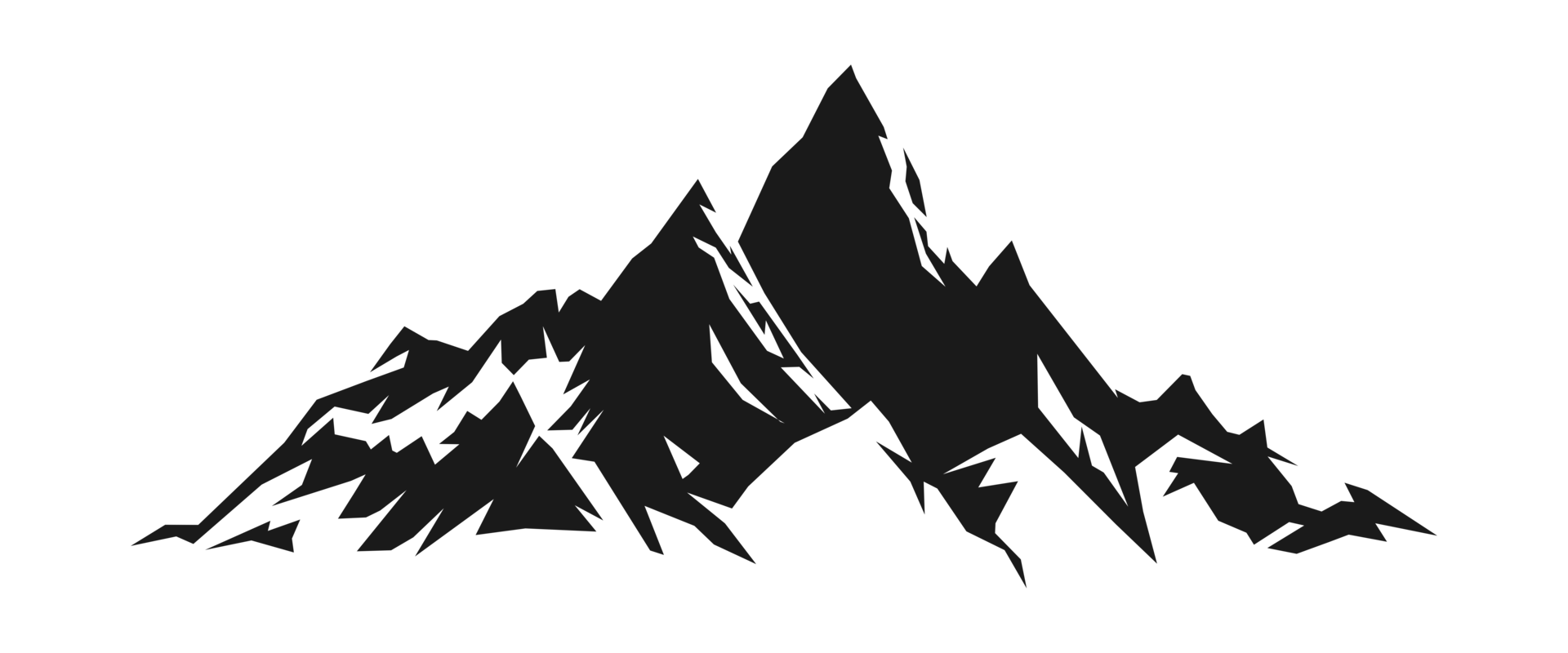 sagome di montagna. paesaggio, ambiente concetto. nero e bianca illustrazione. png