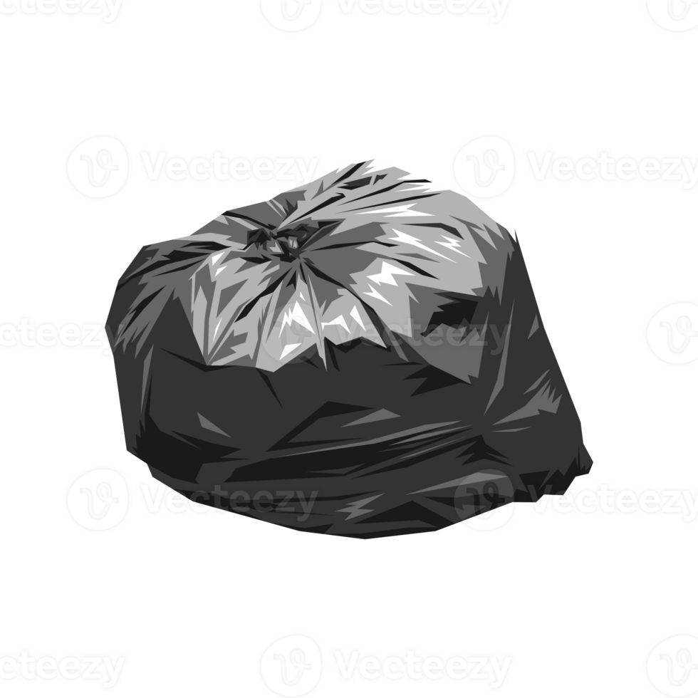 Set of black garbage bags. Full of rubbish. Illustration. png