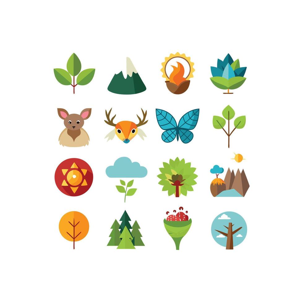Nature Icon Set Collection Illustration vector